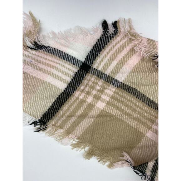 NWT David And Young Triangle Scarf Pink Black Plaid Multiple Style Fashion Shawl - Picture 6 of 6